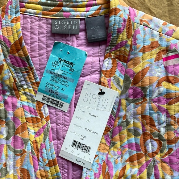 Sigrid Olsen 100% silk, multi-colored jacket. Womens size 1X. BNWT - Picture 2 of 11